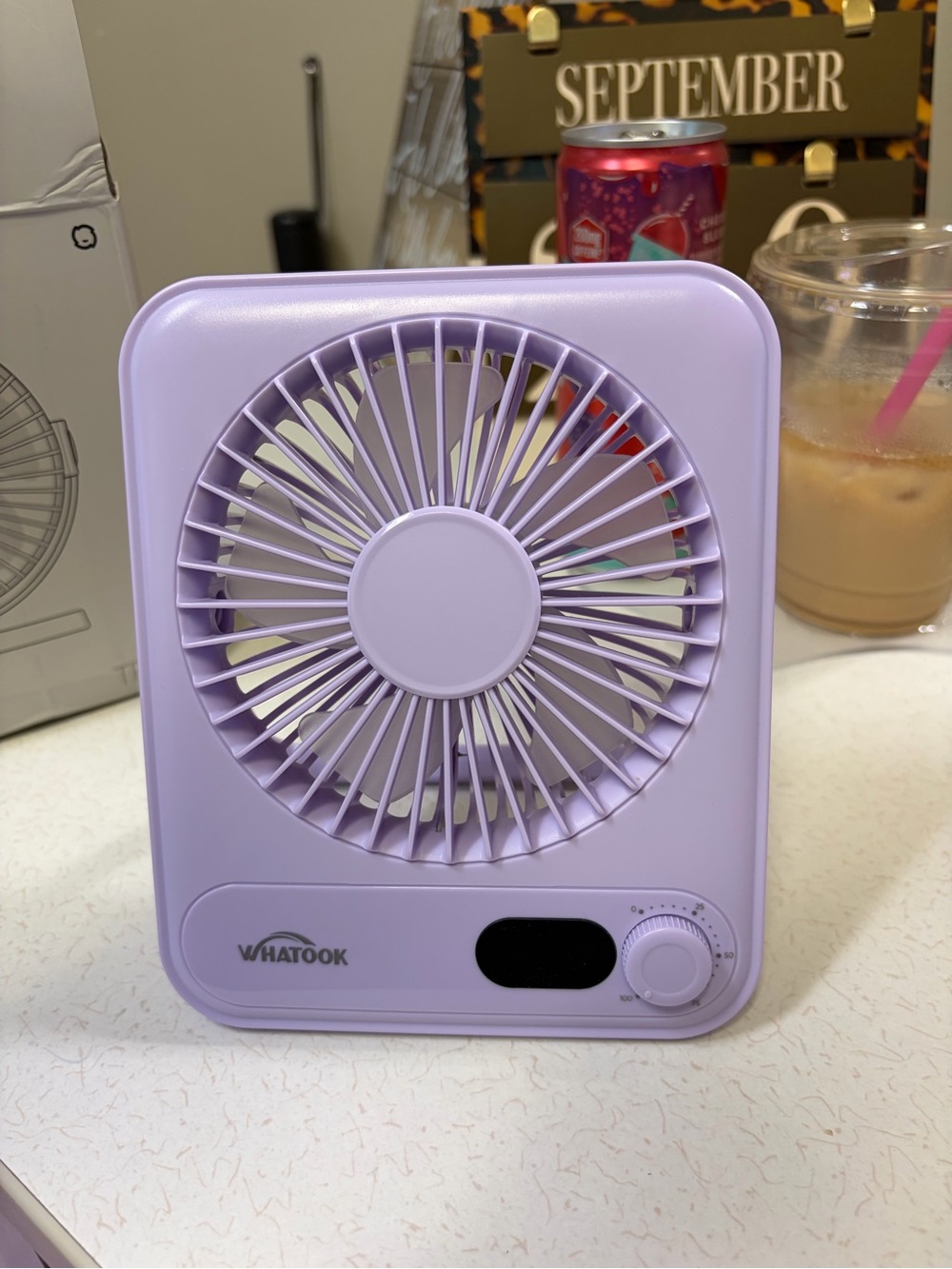 WHATOOK Lavender Portable USB Desk Fan